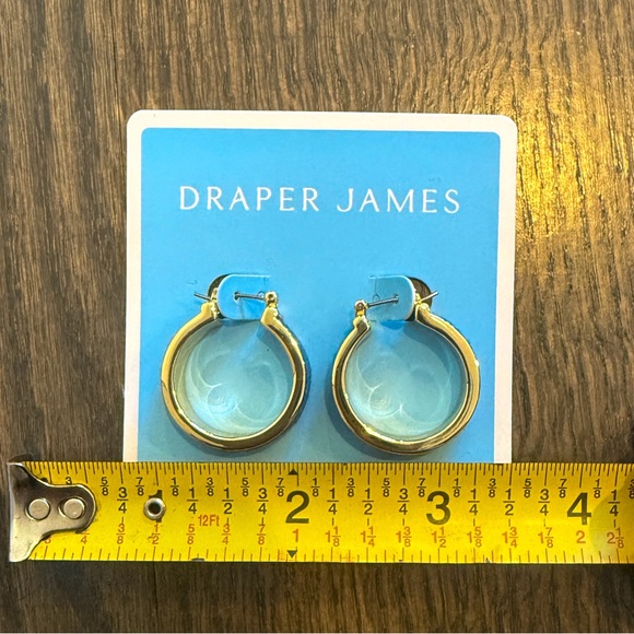 Draper James Chambray Denim Hoop Earring Medium Wash NWOT - Picture 2 of 6